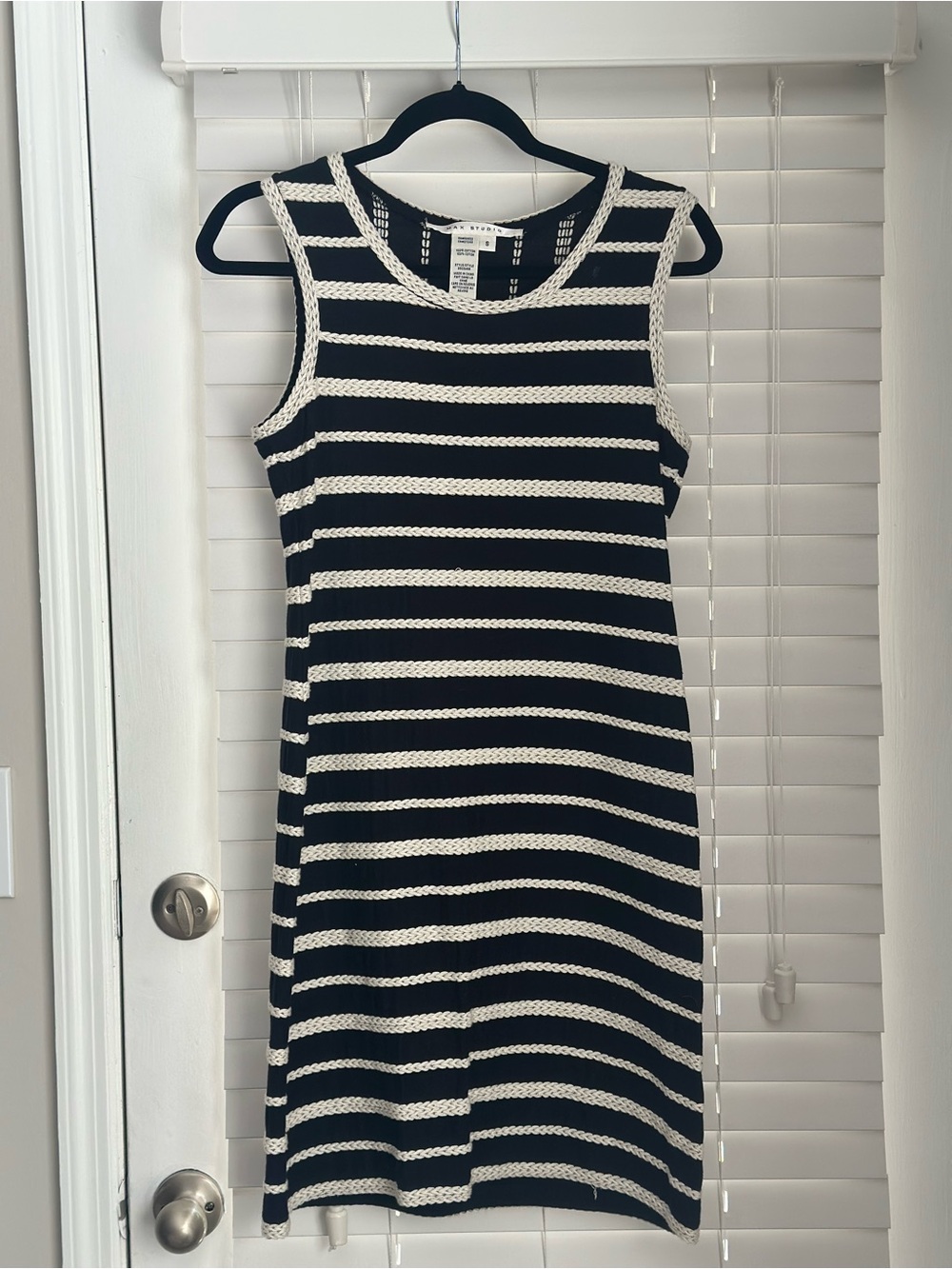 Max Studio Black and White Striped Sleeveless Knit Dress